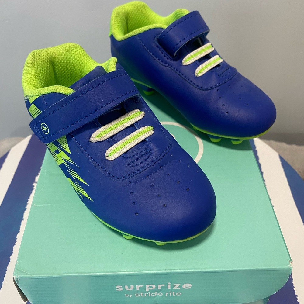 Stride Rite Blue and Green Cleats Velcro Closure